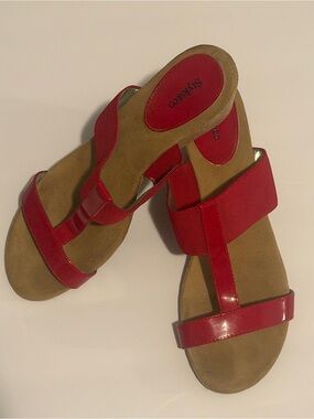 Style & Co. Red T-Strap Wedge Sandals